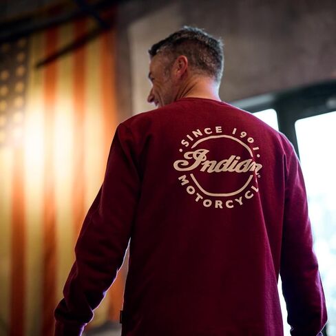 Indian Motorcycle Men's Script Icon Pocket Long Sleeve T-Shirt, Port - 2865615 in Kuwait