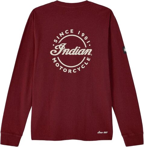 Indian Motorcycle Men's Script Icon Pocket Long Sleeve T-Shirt, Port - 2865615 in Kuwait