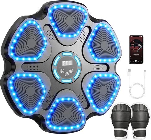 Boxing Machine with Gloves Music Boxing Machine for Adults & Kids Workout Equipment Smart One Punching Boxing Game Machine with Bluetooth for Home Gym Exercise in Saudi Arabia