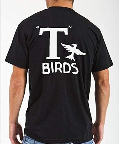 T Birds قميص أسود Greaser قميص تي شيرت أسود أبيض Lightning Rocker 1950s 50s فيلم الزي S M L XL 2X 3X جورب هوب رجل رجل الرقص الموسيقى جديد in Kuwait