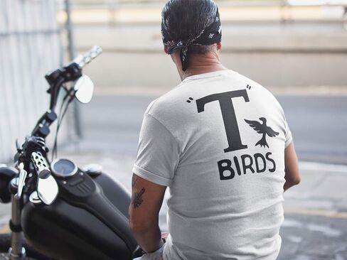 T Birds قميص أسود Greaser قميص تي شيرت أسود أبيض Lightning Rocker 1950s 50s فيلم الزي S M L XL 2X 3X جورب هوب رجل رجل الرقص الموسيقى جديد in Kuwait