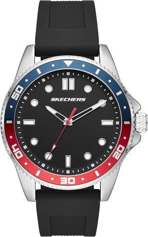 Skechers Men's Longfellow Quartz Three-Hand Date Watch, Color: Silver, Black (Model: SR5141) in Saudi Arabia