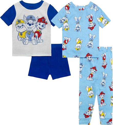 Nickelodeon Boys' 4-Piece Snug-fit Cotton Short Sleeve Matching Pajama Set, Soft & Cute for Kids, SKETCHY PAWS, 5T in Saudi Arabia