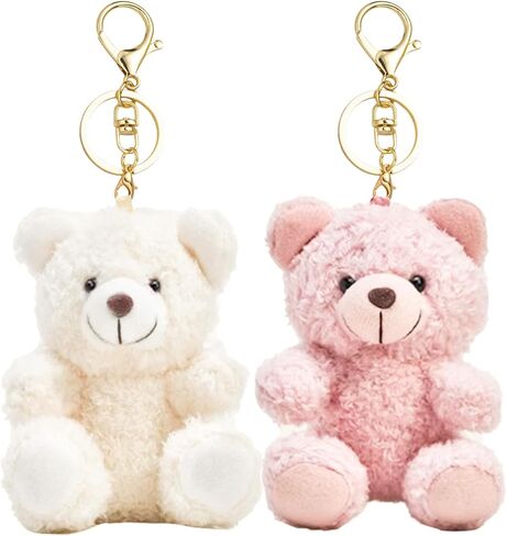 8 Inch Bear Keychain, Charms for Handbag, Backpack Accessories Pendant, Pink White in Kuwait