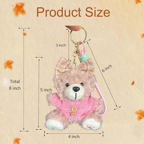 8 Inch Bear Keychain, Charms for Handbag, Backpack Accessories Pendant, Pink White in Saudi Arabia