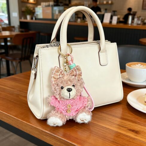 8 Inch Bear Keychain, Charms for Handbag, Backpack Accessories Pendant, Pink White in Saudi Arabia