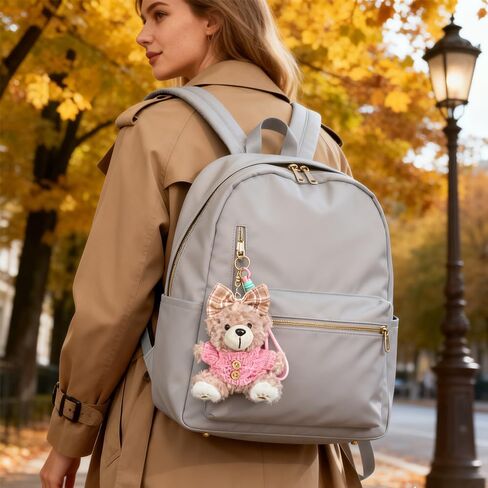 8 Inch Bear Keychain, Charms for Handbag, Backpack Accessories Pendant, Pink White in Saudi Arabia
