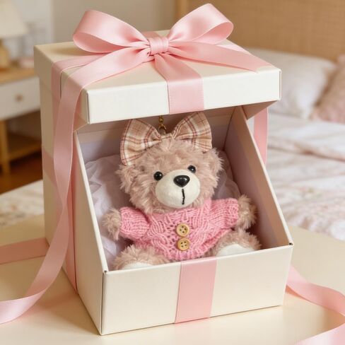 8 Inch Bear Keychain, Charms for Handbag, Backpack Accessories Pendant, Pink White in Saudi Arabia