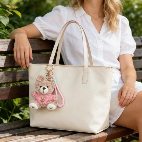 8 Inch Bear Keychain, Charms for Handbag, Backpack Accessories Pendant, Pink White in Saudi Arabia