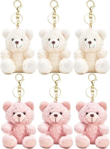 8 Inch Bear Keychain, Charms for Handbag, Backpack Accessories Pendant, Pink White in Saudi Arabia