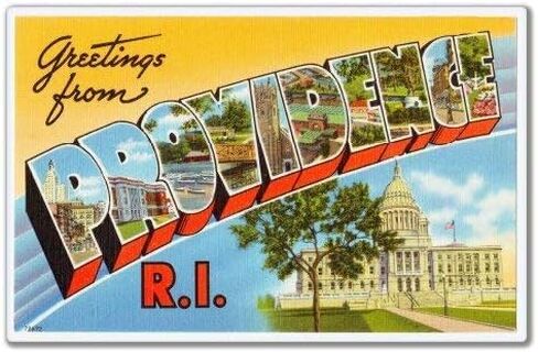 Greetings from Providence Rhode Island Black Leather Keychain with Silver Keyring Key chain in Kuwait