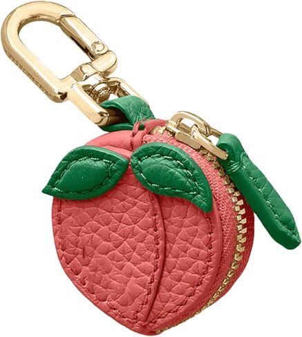 محفظة عملات معدنية من فاكهة الخوخ من تشيسبي، سحر حقيبة جلدية لحقيبة اليد، سحر محفظة سلسلة المفاتيح مع سحاب، محفظة صغيرة لهدايا عيد الميلاد للفتيات والنساء، ملحقات محفظة لطيفة in Kuwait