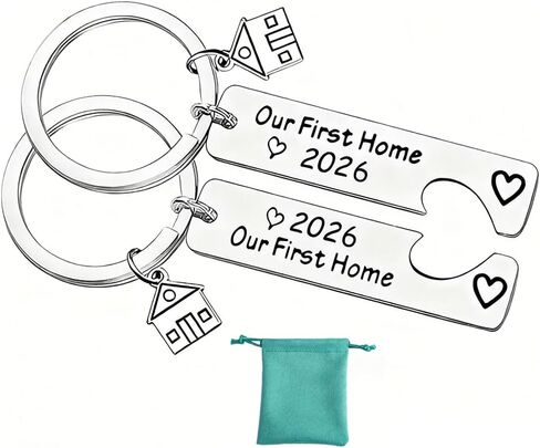 New Home Keychain Set Stainless Steels Our First Home Keychains 2026 Housewarming Keyring Gift with Velvet Pouch for Couple New House Owner Gifts in Saudi Arabia