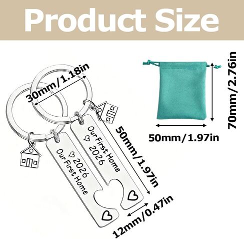 New Home Keychain Set Stainless Steels Our First Home Keychains 2026 Housewarming Keyring Gift with Velvet Pouch for Couple New House Owner Gifts in Saudi Arabia