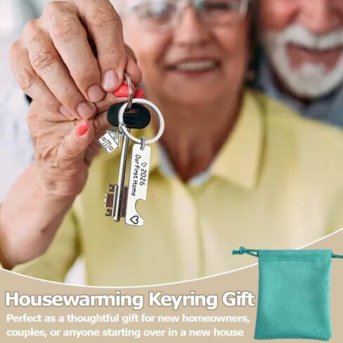 New Home Keychain Set Stainless Steels Our First Home Keychains 2026 Housewarming Keyring Gift with Velvet Pouch for Couple New House Owner Gifts in Saudi Arabia