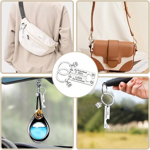 New Home Keychain Set Stainless Steels Our First Home Keychains 2026 Housewarming Keyring Gift with Velvet Pouch for Couple New House Owner Gifts in Saudi Arabia