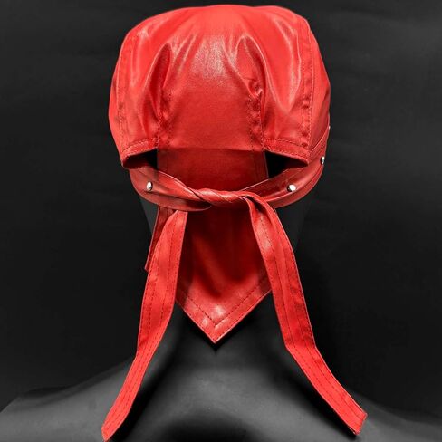 Women Punk Rock Skull Cycling Bandana Doo Rags Adjustable Cap Metal Rivet Biker Cap Red in Kuwait