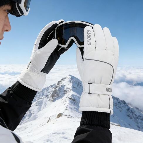 1 PCS Winter Ski Gloves for Men & Women,Cold Weather Mittens, Waterproof Thermal Windproof with Touchscreen,Non-Slip Grip for Outdoor Skiing Hiking Snowboard(White) in Saudi Arabia