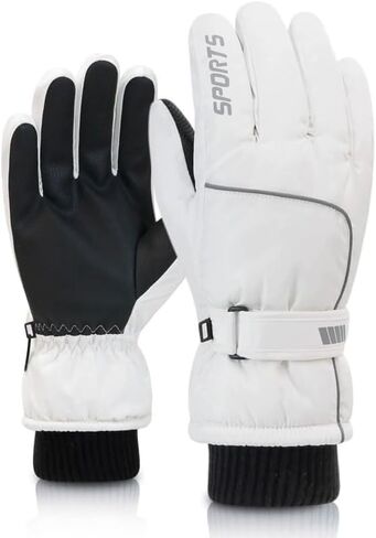 1 PCS Winter Ski Gloves for Men & Women,Cold Weather Mittens, Waterproof Thermal Windproof with Touchscreen,Non-Slip Grip for Outdoor Skiing Hiking Snowboard(White) in Saudi Arabia