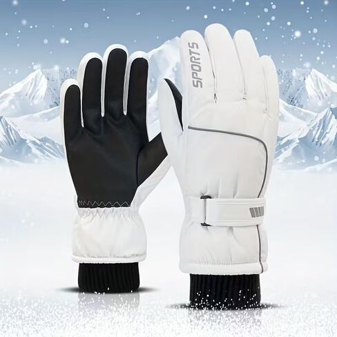 1 PCS Winter Ski Gloves for Men & Women,Cold Weather Mittens, Waterproof Thermal Windproof with Touchscreen,Non-Slip Grip for Outdoor Skiing Hiking Snowboard(White) in Saudi Arabia