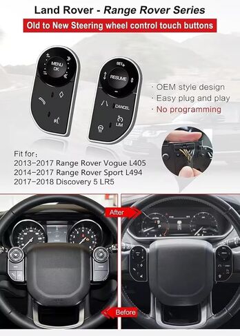 1 Pair Car Steering Wheel Buttons for Range Rover Vogue L405 Sport L494 2013-2017, for Land Rover Discovery 5 2017-2019 Steering Wheel Control Press Touch Switch Plug and Play Automotive Kit in Kuwait