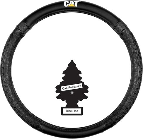 Car Steering Wheel Cover, Extra Large 18 inch Size, Tire Tread Inspired Traction Grip Design, Black Steering Wheel Cover for RV Semi Truck Big Rig Trucker + Air Freshener Bundle in Kuwait