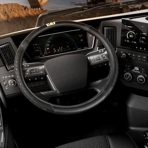 Car Steering Wheel Cover, Extra Large 18 inch Size, Tire Tread Inspired Traction Grip Design, Black Steering Wheel Cover for RV Semi Truck Big Rig Trucker + Air Freshener Bundle in Kuwait