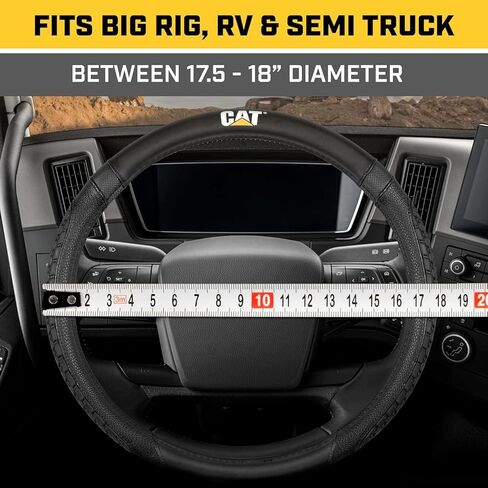 Car Steering Wheel Cover, Extra Large 18 inch Size, Tire Tread Inspired Traction Grip Design, Black Steering Wheel Cover for RV Semi Truck Big Rig Trucker + Air Freshener Bundle in Kuwait