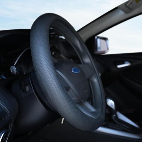 Car Steering Wheel Cover for Ford F-150 F-150 Lightning Super Duty Mustang Mach-E Explorer Escape Ranger Bronco Maverick, Universal Standard Size 14.5-15 inch Black Car Wheel Protector in Saudi Arabia