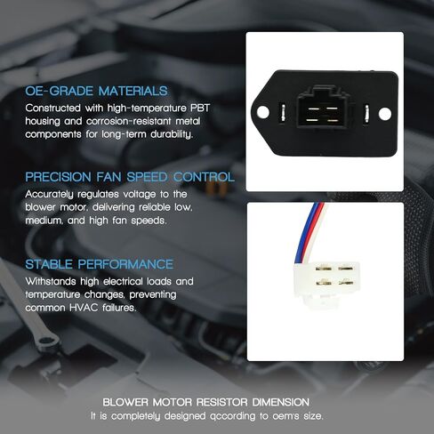 HVAC Blower Motor Resistor with Wire Harness Compatible with Hyundai Accent Tucson Velost-er Replacement for Kia Forte Forte5 Rio Sport-Age # 971281M000, JA1837 in Kuwait