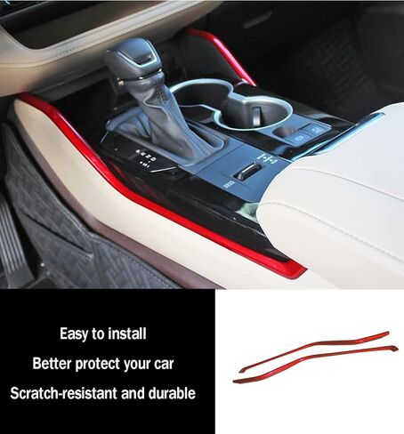 Car Accessories Fit for Toyota Highlander 2020 2021 2022 2023 Interior Center Console Gear Shift Panel Side Trim Cover (Red) ABS 2 PCS in Saudi Arabia