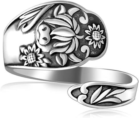 Highland Cow Spoon Ring for Women - 925 Sterling Silver Vintage Cattle Adjustable Rings Open Animal Jewelry Highland Cow Gifts in Saudi Arabia