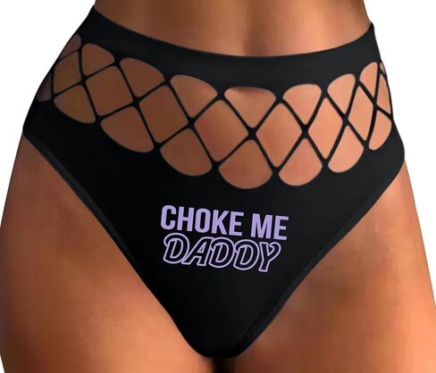 Knaughty Knickers Choke Me Daddy for DDLG Babygirl CGL Black Fishnet Thong Adult Flirty Fun in Saudi Arabia