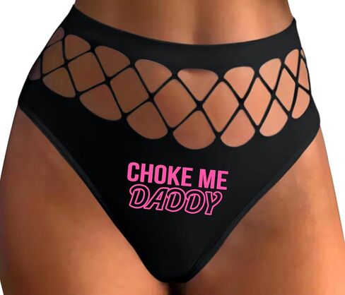 Knaughty Knickers Choke Me Daddy for DDLG Babygirl CGL Black Fishnet Thong Adult Flirty Fun in Saudi Arabia