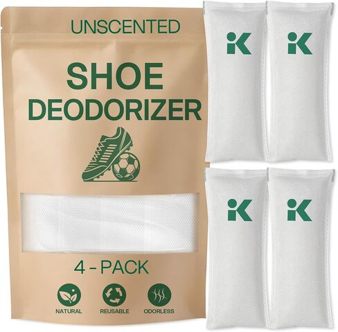 4-Pack Unscented Shoe Odor Elimination, Powerful Shoe Freshener for Sneaker, Boot, Soccer Cleat, Reusable Shoe Odor Eliminator & Absorber, Odor Eaters for Shoes, Freshenes Gym Bag, Closet at Sourse in Kuwait