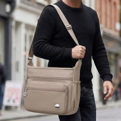Fashion Shoulder Handbag,Roomy Multiple Pockets Waterproof Crossbody Bag for Women,Khaki in Saudi Arabia