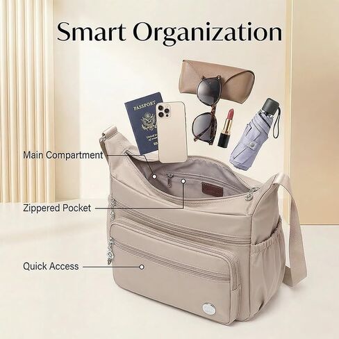 Fashion Shoulder Handbag,Roomy Multiple Pockets Waterproof Crossbody Bag for Women,Khaki in Saudi Arabia