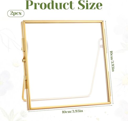 إطار زجاجي مكون من قطعتين للزهور المضغوطة، إطار ذهبي عائم، إطارات صور صغيرة مقاس 4×4، إطارات صور مربعة زجاجية مزدوجة لديكور المنزل in Saudi Arabia