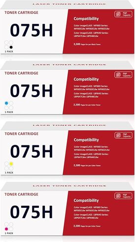 075 4 خراطيش حبر - استبدال حبر أسود وسماوي وأرجواني وأصفر لخراطيش حبر Canon 075 المتوافقة مع طابعات سلسلة Canon MF660 وLBP640 in Kuwait