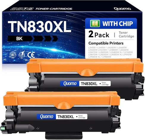 TN830XL TN830 Toner Cartridges Replacement for Brother TN-830XL TN 830 Compatible with Brother DCP-L2640DW MFC-L2820DW HL-L2400D HL-L2460DW HL-L2405W HL-L2465DW HL-L2480DW Printers Ink (2 Pack, Black) in Kuwait