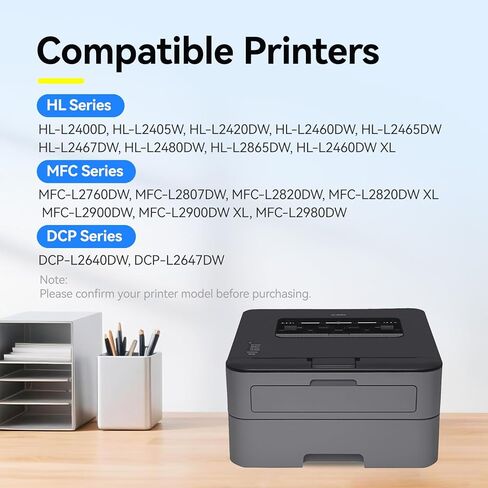 TN830XL TN830 Toner Cartridges Replacement for Brother TN-830XL TN 830 Compatible with Brother DCP-L2640DW MFC-L2820DW HL-L2400D HL-L2460DW HL-L2405W HL-L2465DW HL-L2480DW Printers Ink (2 Pack, Black) in Kuwait