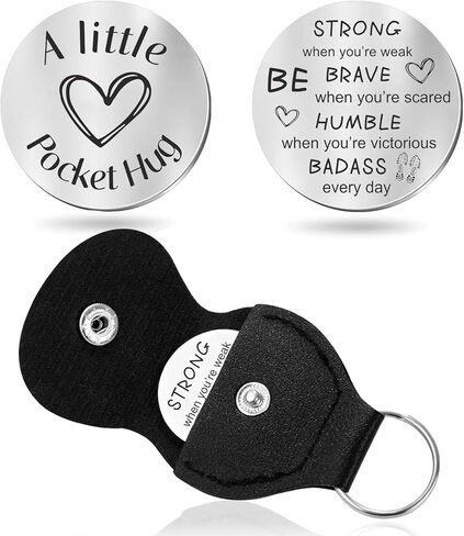 Pocket Hug Token Keychain for Women, Strong Women Gifts, Long Distance Relationship Keepsake Gifts, Badass Gifts for Family Friend Colleague Comrades in Kuwait