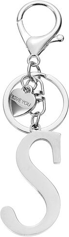 PATIKIL Initial Keychain, Stainless Steel Heart Alphabet Key Ring DIY Pendant Keychain for Women Bag Charm Purse Gift in Saudi Arabia