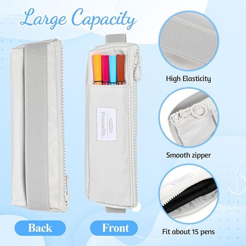 حامل أقلام مرن للكمبيوتر المحمول، حقيبة أقلام رصاص مرنة للكمبيوتر المحمول، حقيبة أقلام رصاص صغيرة مع شريط مطاطي قابل للتعديل، حامل أقلام مجلة للوازم المكتبية المنزلية (رمادي) in Kuwait