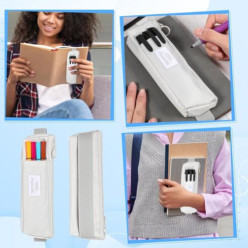 حامل أقلام مرن للكمبيوتر المحمول، حقيبة أقلام رصاص مرنة للكمبيوتر المحمول، حقيبة أقلام رصاص صغيرة مع شريط مطاطي قابل للتعديل، حامل أقلام مجلة للوازم المكتبية المنزلية (رمادي) in Kuwait