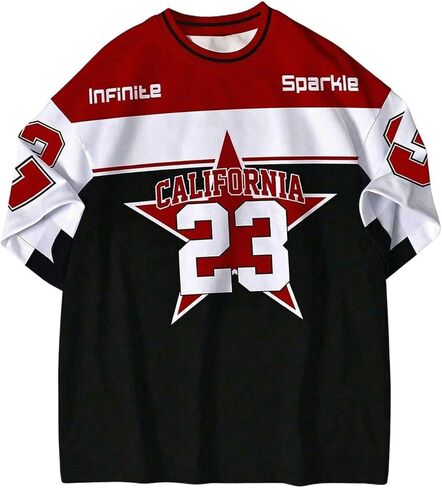 SHENHE Men's Jersey Shirts Number Graphic Short Sleeve Crew Neck Tees Casual Sports Streetwear in Saudi Arabia