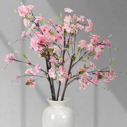 Giegxin 45 Inch Artificial Yellow Forsythia Flowers Branches Fake Spring Forsythia Long Stem 3 Pcs Silk Orchids Flowers for Vase Floral Arrangement Wedding Party Spring Home Decoration in Kuwait