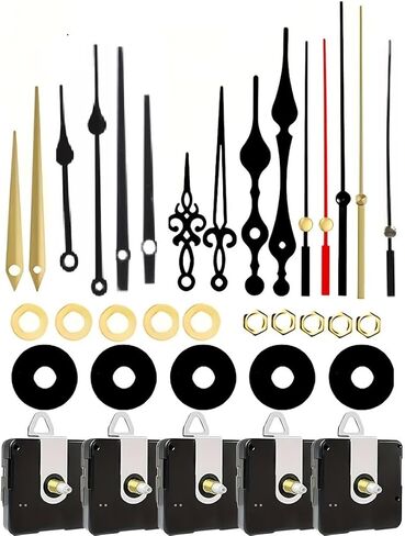5 Set DIY Wall Clock Movement Accessories Clockwork Repair Parts Kits Mechanism Black Long Spindle Replacement in Saudi Arabia