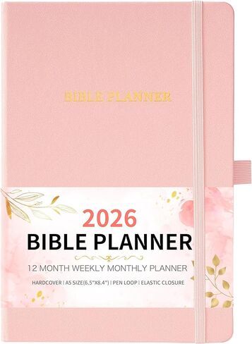 2026 Planner - Christian Planner 2026 Weekly and Monthly, Jan.2026 - Dec.2026, Bible Journal, 8.37" x 5.75", 2026 Christian Planner with Leather Hardcover, Pen Holder, Pocket in Kuwait