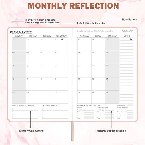 2026 Planner - Christian Planner 2026 Weekly and Monthly, Jan.2026 - Dec.2026, Bible Journal, 8.37" x 5.75", 2026 Christian Planner with Leather Hardcover, Pen Holder, Pocket in Kuwait